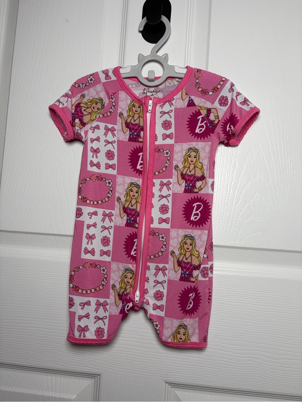 Wei Wei Barbie Pink Bamboo Shorty Zippy Romper 6-12M EUC